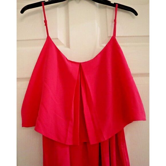 Apt. 9 D3396 Women Sz L Magenta Pink Spaghetti Strap Ruffle Top Mini Dress $225 - Picture 9 of 9